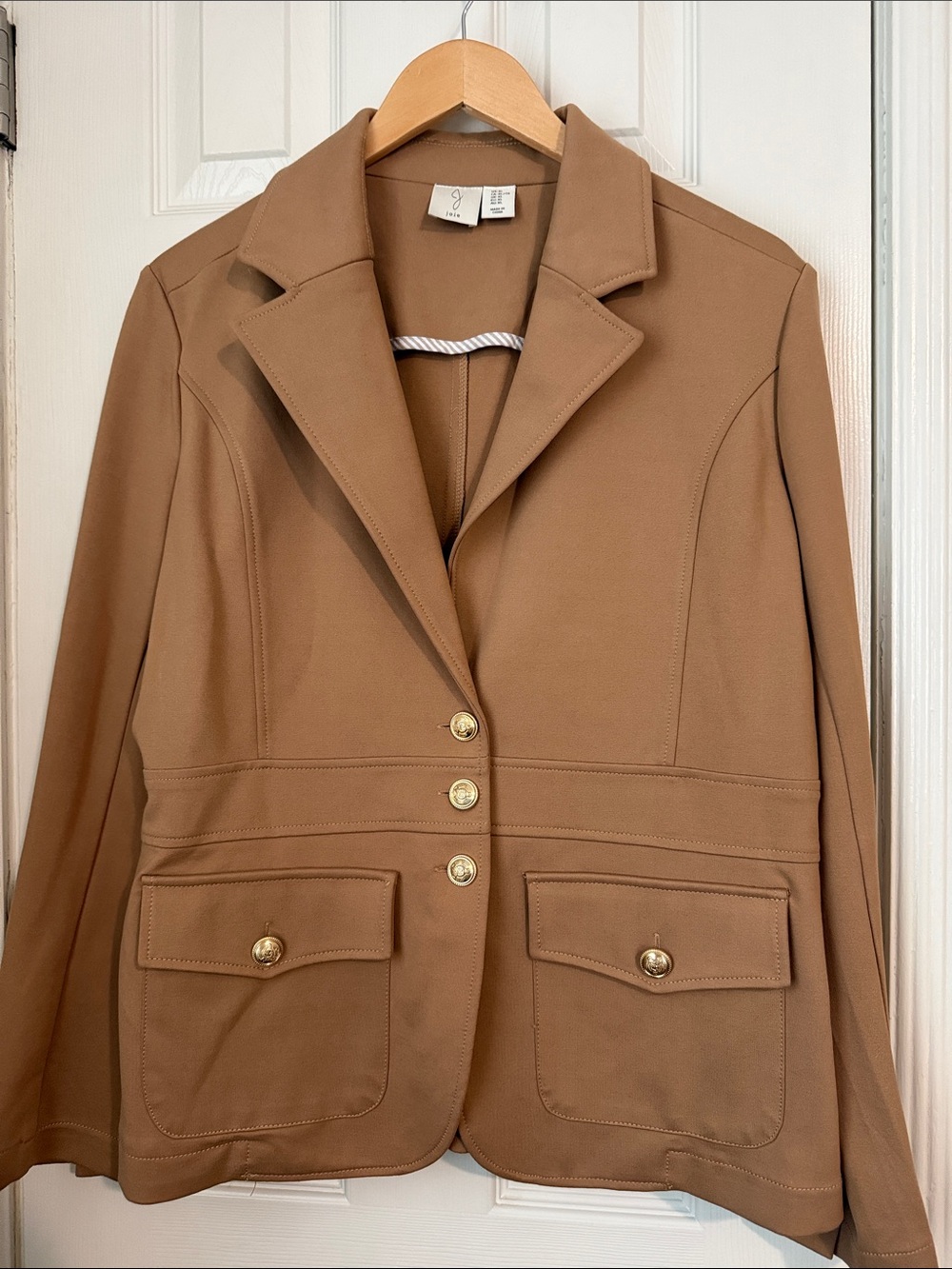 Joie Camel Brown Blazer Jersey with Gold Buttons XL